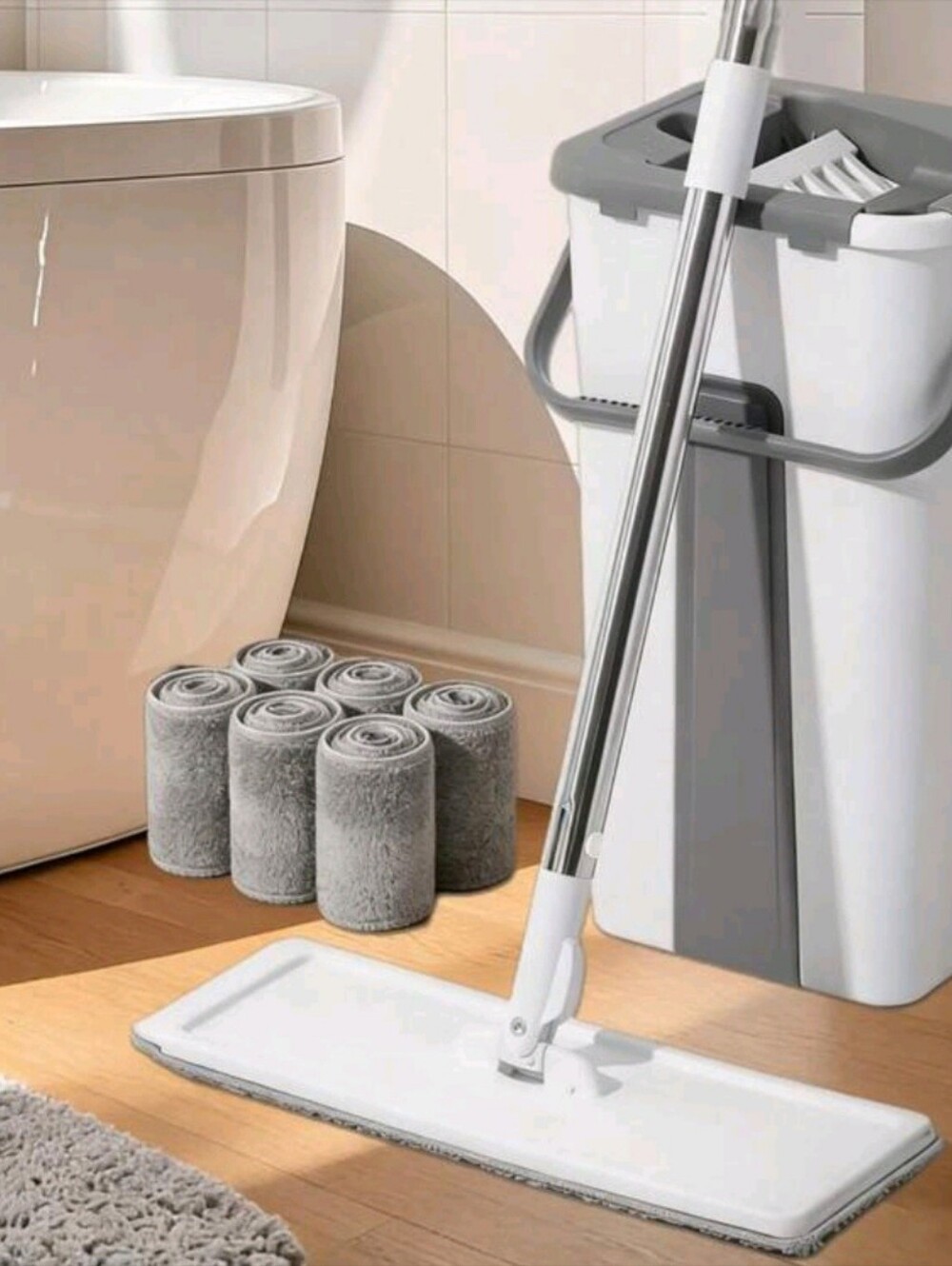 Hand Free Flat Floor Mop And Bucket Set For Professional Home Floor Cleaning